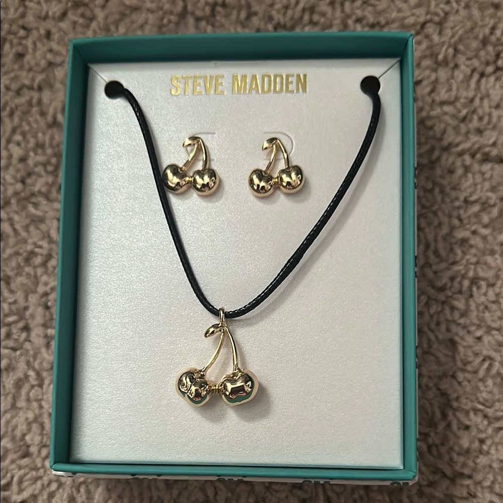 Steve Madden Gold Cherry Jewelry Set